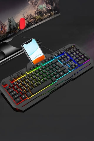 GÖKKUŞAĞI IŞIKLI USB KABLOLU KLAVYE & MOUSE SETİ