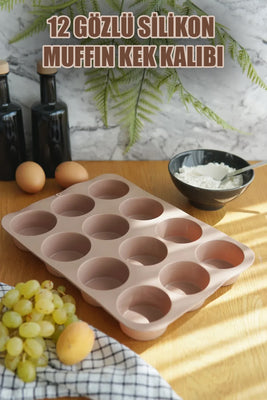 İBİCO NO-1218 12 GÖZLÜ YUVARLAK  SİLİKON ) MUFFIN KEK KALIBI