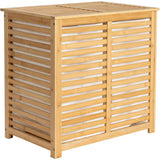 İBİCO 2 BÖLMELİ AHŞAP BAMBU KİRLİ ÇAMAŞIR SEPETİ