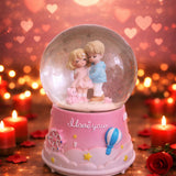 ORTA BOY & 8CM PİLLİ & IŞIKLI MÜZİKLİ CAM KAR KÜRESİ