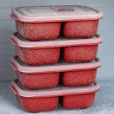 3 PARCA KIRMIZI BÖLME DİKDÖRTGEN SAKLAMA KABI SETİ