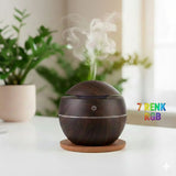 YUVARLAK AHŞAP GÖRÜNÜMLÜ USB ŞARJLI & IŞIKLI  HAVA NEMLENDİRİCİ