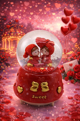 LOVE BÜYÜK BOY & 10CM PİLLİ & IŞIKLI MÜZİKLİ CAM KAR KÜRESİ