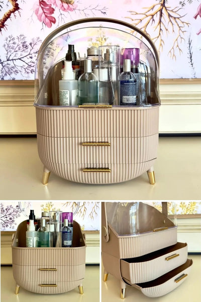 2 ÇEKMECELİ FANUSLU KOZMETİK & TAKI ORGANİZERİ