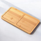 İBİCO DİKDÖRTGEN 2 BÖLMELİ AHŞAP BAMBU YAĞDANLIK ALTLIK & SUNUMLUK