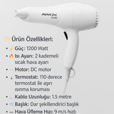 AWOX ALİZE BEYAZ SAÇ KURUTMA FÖN MAKİNESİ - dibidip 