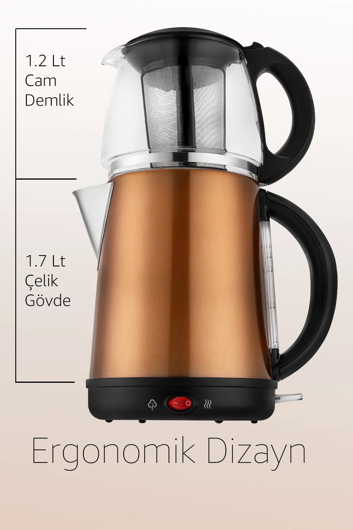 AWOX DEMGLASS BRONZ ELEKTRİKLİ ÇAY MAKİNESİ - dibidip 