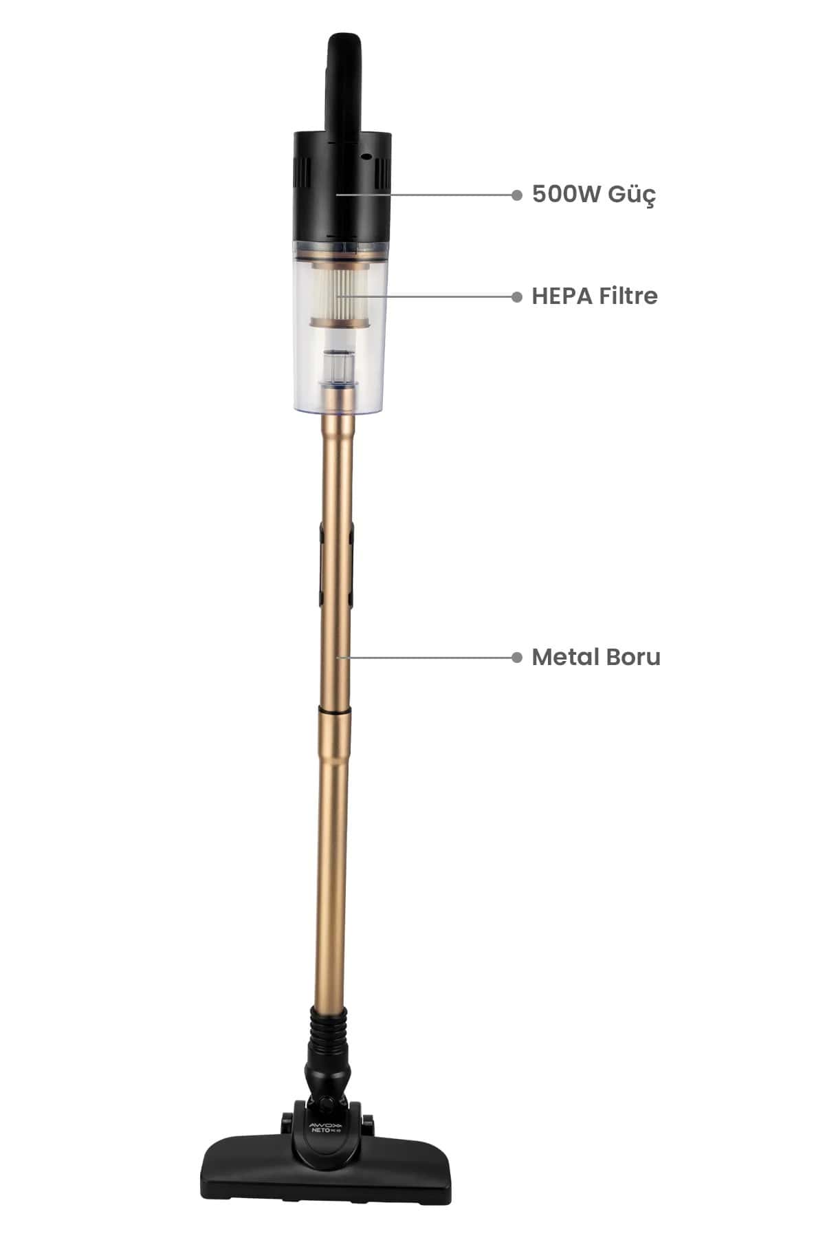 AWOX NETO VC-10 GOLD DİKEY ELEKTRİKLİ SÜPÜRGE - dibidip 
