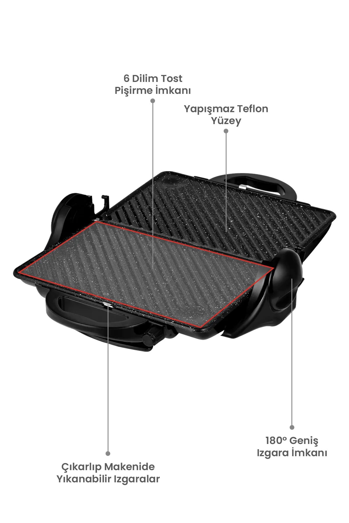 AWOX ORİON SİYAH TEFLON TOST MAKİNESİ - dibidip 