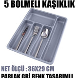 BARONESS GRİ 5 BÖLMELİ KAŞIKLIK - dibidip 