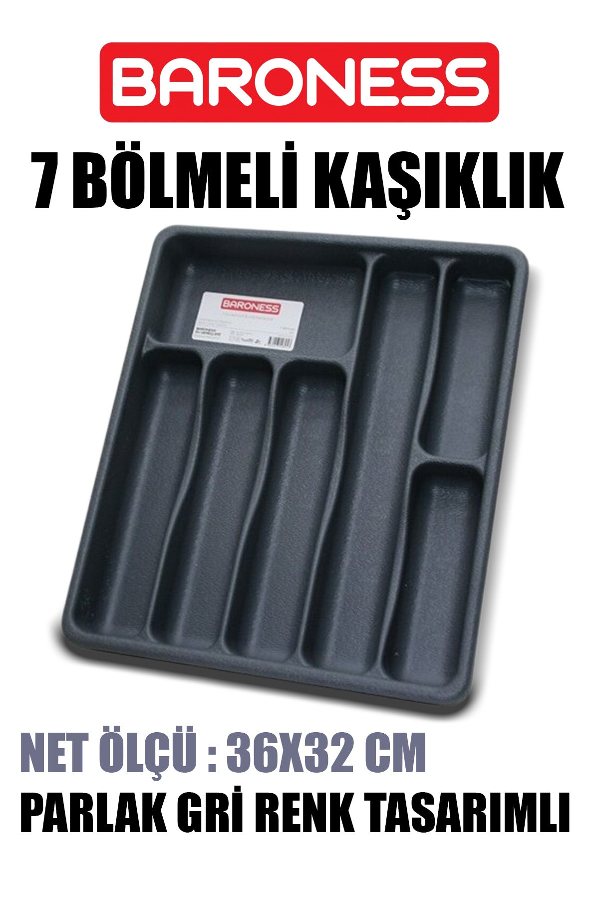 BARONESS GRİ 7 BÖLMELİ KAŞIKLIK - dibidip 