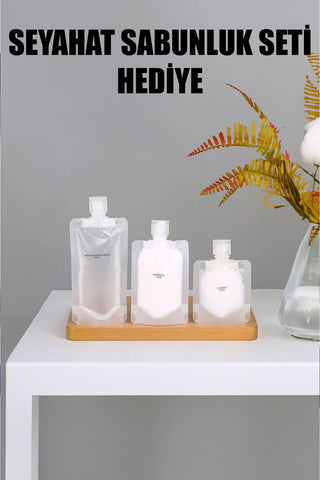 Şişme Seyahat Yastığı + 3 lü Seyahat Sabunluk Seti Hediyeli
