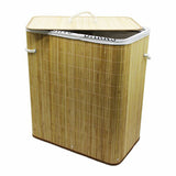 2 BÖLMELİ BAMBU AHŞAP KİRLİ ÇAMAŞIR SEPETİ