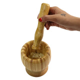 İBİCO AHŞAP BAMBU ÇİZGİLİ HAVAN