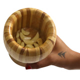 İBİCO AHŞAP BAMBU ÇİZGİLİ HAVAN