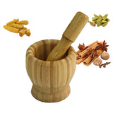 İBİCO AHŞAP BAMBU ÇİZGİLİ HAVAN