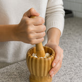 İBİCO AHŞAP BAMBU ÇİZGİLİ HAVAN