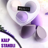 💜KALP STANDI 3 LÜ MOR MAKYAJ SÜNGERİ - dibidip 