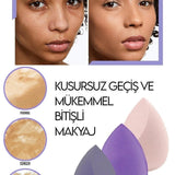 💜KALP STANDI 3 LÜ MOR MAKYAJ SÜNGERİ - dibidip 