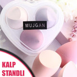 🩷KALP STANDLI 3 LÜ PEMBE MAKYAJ SÜNGERİ - dibidip 