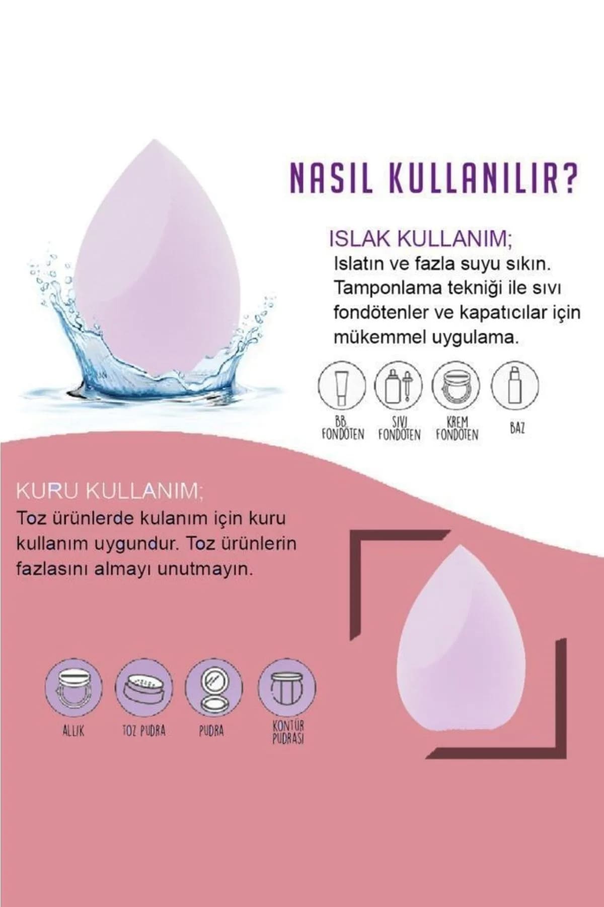 🩷KALP STANDLI 3 LÜ PEMBE MAKYAJ SÜNGERİ - dibidip 
