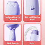 🐱MOR KEDİ FİGÜRLÜ SERAMİK SAÇ ŞEKİLLENDİRİCİ - dibidip 