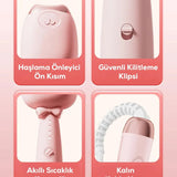 🐱PEMBE KEDİ FİGÜRLÜ SERAMİK SAÇ ŞEKİLLENDİRİCİ - dibidip 