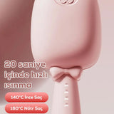🐱PEMBE KEDİ FİGÜRLÜ SERAMİK SAÇ ŞEKİLLENDİRİCİ - dibidip 