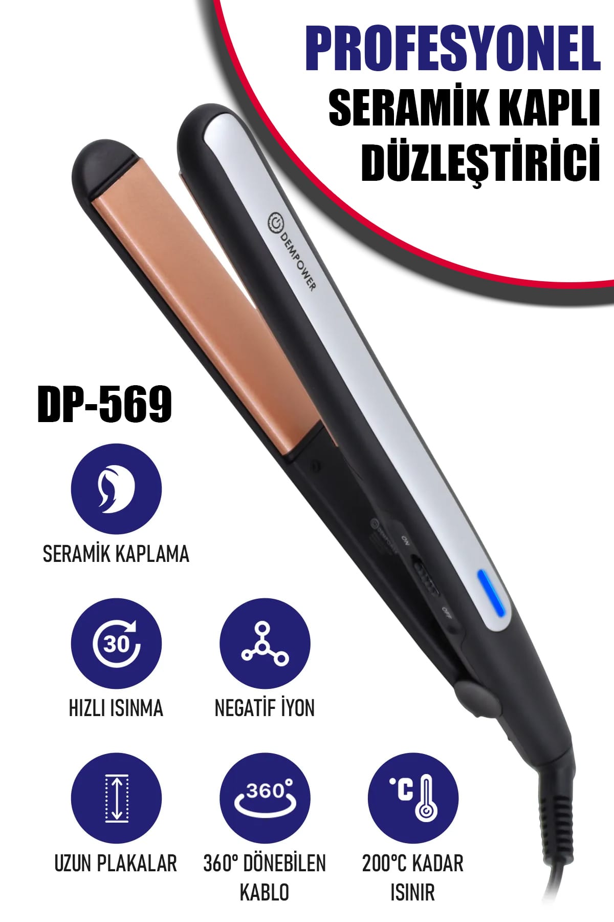 💇PROFESYONEL SERAMİK PLAKALI SAÇ DÜZLEŞTİRİCİ - dibidip 
