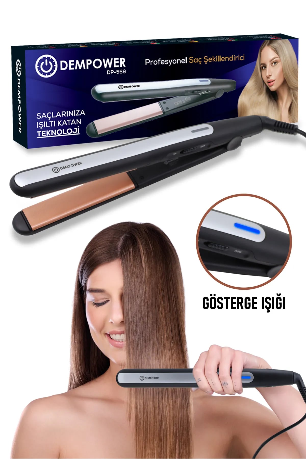💇PROFESYONEL SERAMİK PLAKALI SAÇ DÜZLEŞTİRİCİ - dibidip 