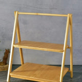 PORTATİF AYAKLI & 2 KATLI AHŞAP BAMBU ORGANİZER RAF