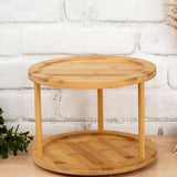 İBİCO 2 KATLI YUVARLAK 360° DÖNER TABLALI AHŞAP BAMBU SUNUM TEPSİSİ