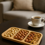 İBİCO DİKDÖRTGEN 3 BÖLMELİ AHŞAP BAMBU SERVİS SUNUM TEPSİSİ