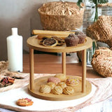 İBİCO 2 KATLI YUVARLAK 360° DÖNER TABLALI AHŞAP BAMBU SUNUM TEPSİSİ