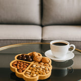 İBİCO YUVARLAK 4 KALP BÖLMELİ AHŞAP BAMBU SUNUMLUK