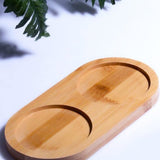 İBİCO 2 BÖLMELİ OVAL AHŞAP BAMBU YAĞDANLIK ALTLIK & MİNİ SUNUMLUK