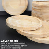 İBİCO YUVARLAK 6 PARÇA BAMBU & AHŞAP ÇAY TABAĞI