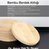 İBİCO YUVARLAK 6 PARÇA BAMBU & AHŞAP ÇAY TABAĞI