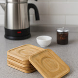 İBİCO KARE 6 PARÇA BAMBU & AHŞAP ÇAY TABAĞI