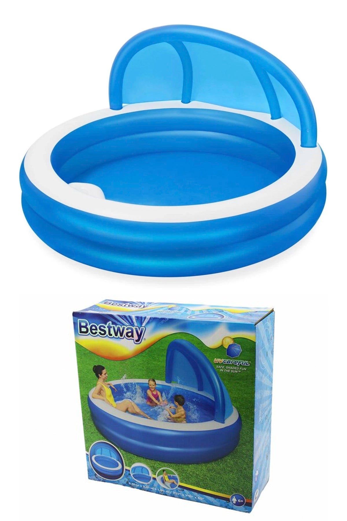 BESTWAY 54337 MAVİ GÜNEŞLİKLİ ŞİŞME HAVUZ - dibidip 