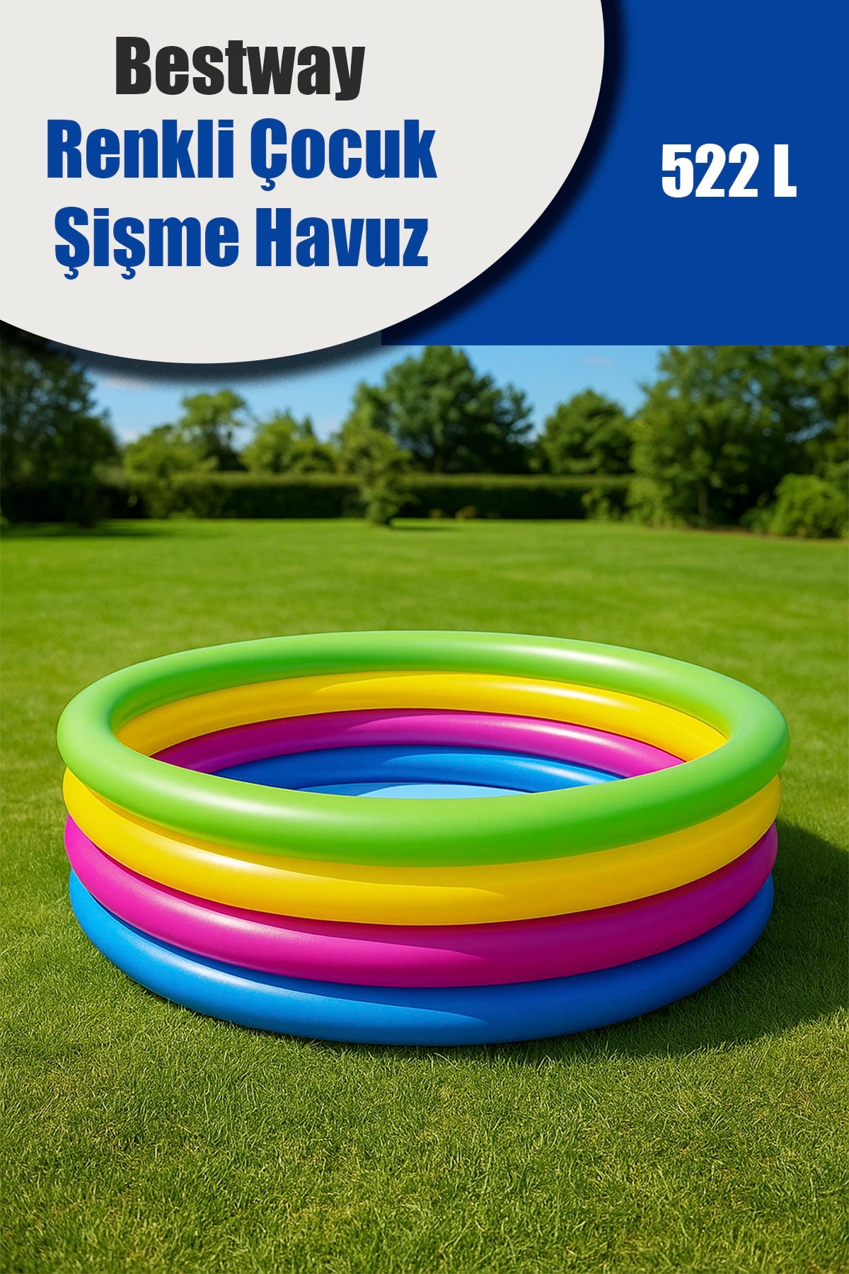 BESTWAY 51117 YUVARLAK ÇOCUK RENKLİ ŞİŞME HAVUZ - dibidip 