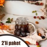 ✨KULPLU BOROSİLİKAT BOĞUMLU BARDAK 2 Lİ SET - dibidip 