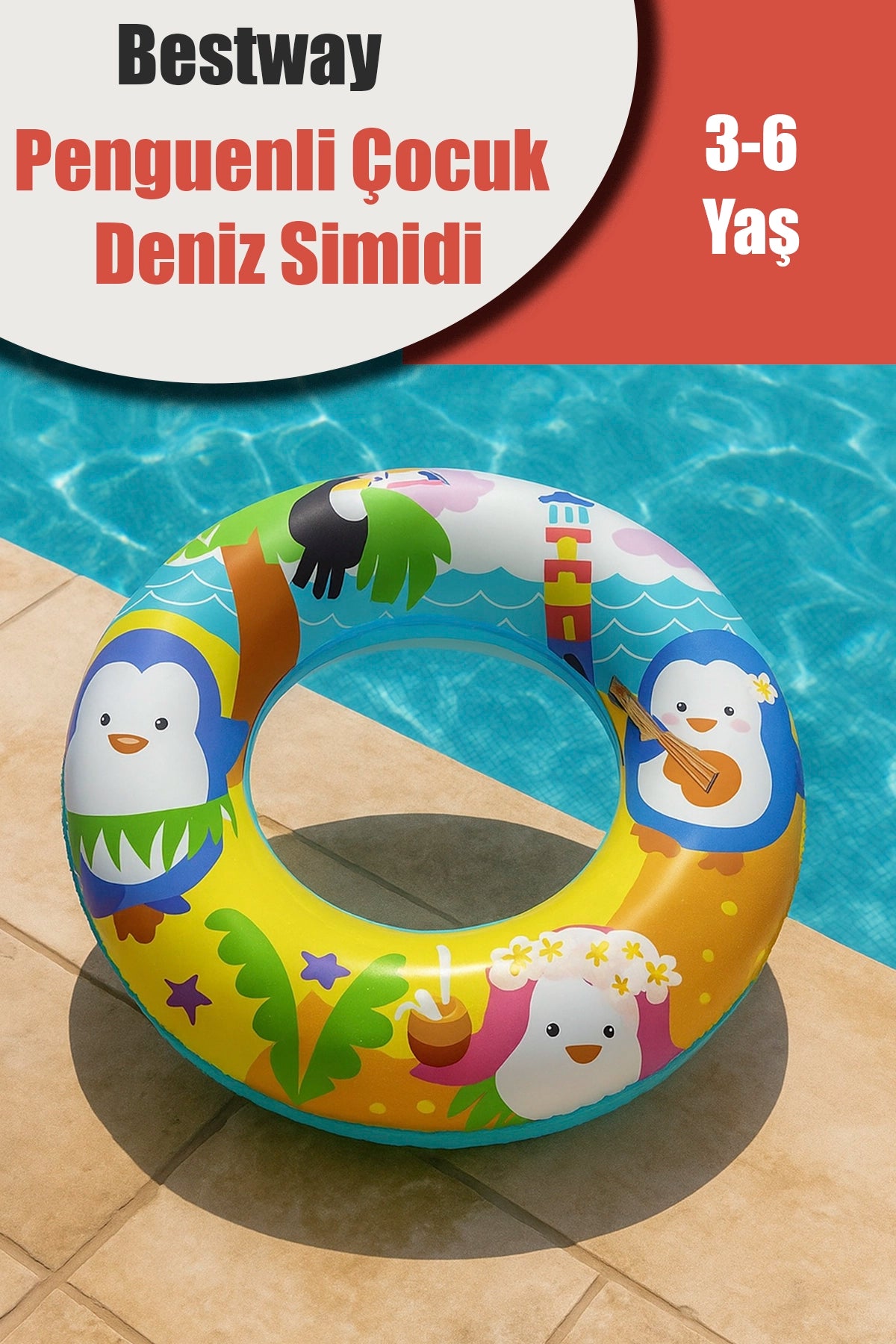 BESTWAY 36113 DESENLİ ÇOCUK DENİZ SİMİDİ - dibidip 